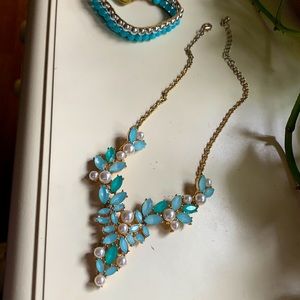 Blue chunky statement necklace